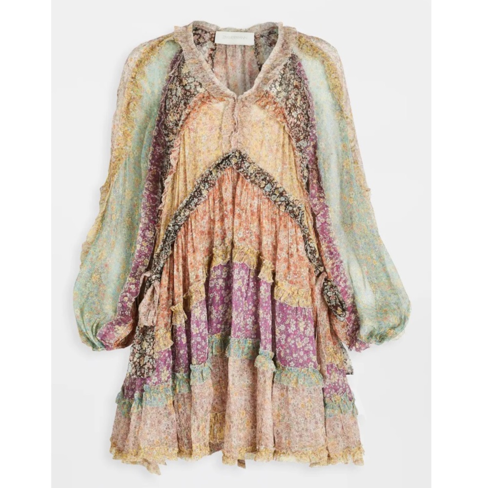 Zimmermann Carnaby Frill Billow Mini Dress in Size 0